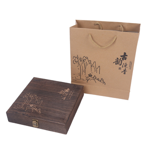 普洱茶饼盒实木翻盖式357烧桐木通用包装礼盒收纳茶柜茶叶分茶盘