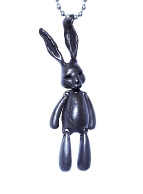 原创小兔子暗黑做旧纯银情侣吊坠