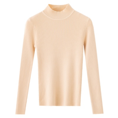 秋冬新款修身紧身长袖针织打底衫上衣加厚加绒半高领内搭毛衣女士