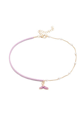 choker紫色人鱼姬尾巴吊坠锁骨链