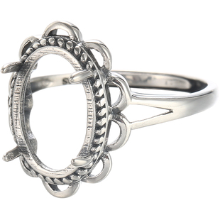 925纯银男女戒指空托diy戒托空托蜜蜡琥珀戒托碧玉和田玉戒托9*13