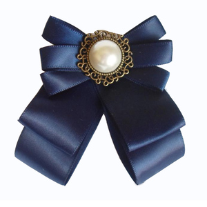 韩版蝴蝶结胸针黑色衬衣领花男女领结学院风领针复古缎带布艺胸花