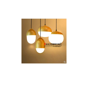 北欧特色木纹坚果吊灯现代个性创意餐厅酒吧台卧室长圆盘多头吊灯