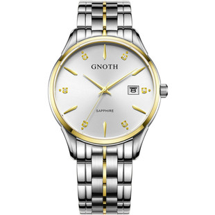 新款正品格诺手表6048实心精钢商务薄石英表情侣表男女对表防水