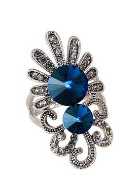 高级感复古水晶花形装饰戒指