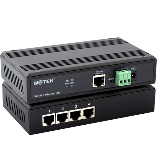 宇泰 以太网通讯模块串口服务器TCP/IP转4口RS-232/485/422转换器UT-6004 100M工业级网络转换器ModBus网关