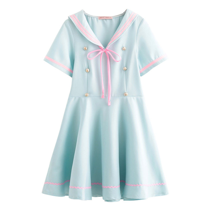 小女友弹力修身显瘦水手服