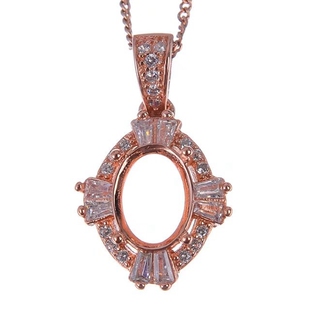 s925银吊坠空托4x6 5x7 6x8 7x9 8x10mm奢华大气潮流 代镶嵌翡翠