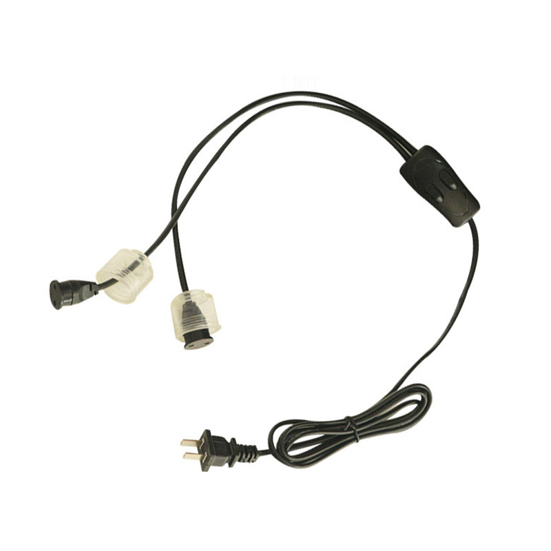 鱼缸专用LED灯管T8电源线插头单端通电单控双控独立开关防水灯头