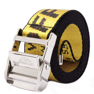 正确版本2018OFF OW黄色腰带Belt17ss WHITE工业风格帆布刺绣皮