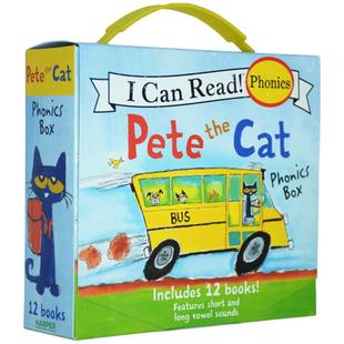 英文原版 Pete the Cat Phonics Box皮特猫12册 I Can Read 自然拼读盒装 儿童英语启蒙认知绘本