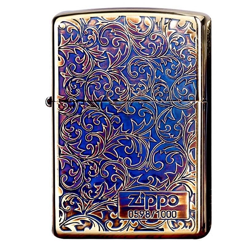 zippo火机日版限量唐草铜镀银