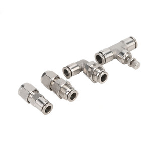 金汉304不锈钢气动快插手阀SA气源流量手动调节两端快插节流阀