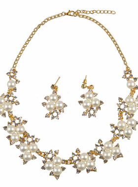 欧美热卖珍珠水钻项链女百搭