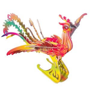 3D彩色木制仿真模型 四联立体拼图凤凰 DIY儿童益智立体拼图玩具
