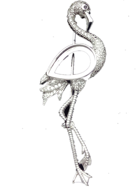 纯银水钻胸针吊坠两用空托