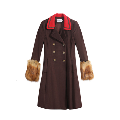 can冬季翻领拼接流行毛呢大衣