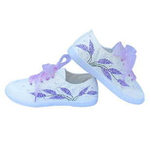 手绘布鞋女春夏秋软底低帮系带小白鞋女唯美清新休闲舒适汉服国风