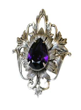 哥特式闪光镂空雕花紫宝石戒指