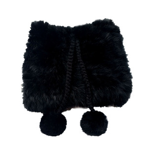 女冬针织毛线兔毛皮草围巾帽子两用韩版时尚护耳帽围脖保暖