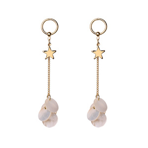 流行饰觉 S925银针几何圆环星星贝壳流苏耳环日韩长款个性耳饰女