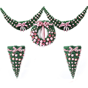 圣诞羊角藤挂件商场酒店场景布置粉色圣诞花环藤条挂饰圣诞节装饰