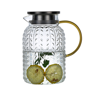 冷水壶耐高温锤纹凉水杯套装透明家用玻璃凉白开水杯大容量凉水壶