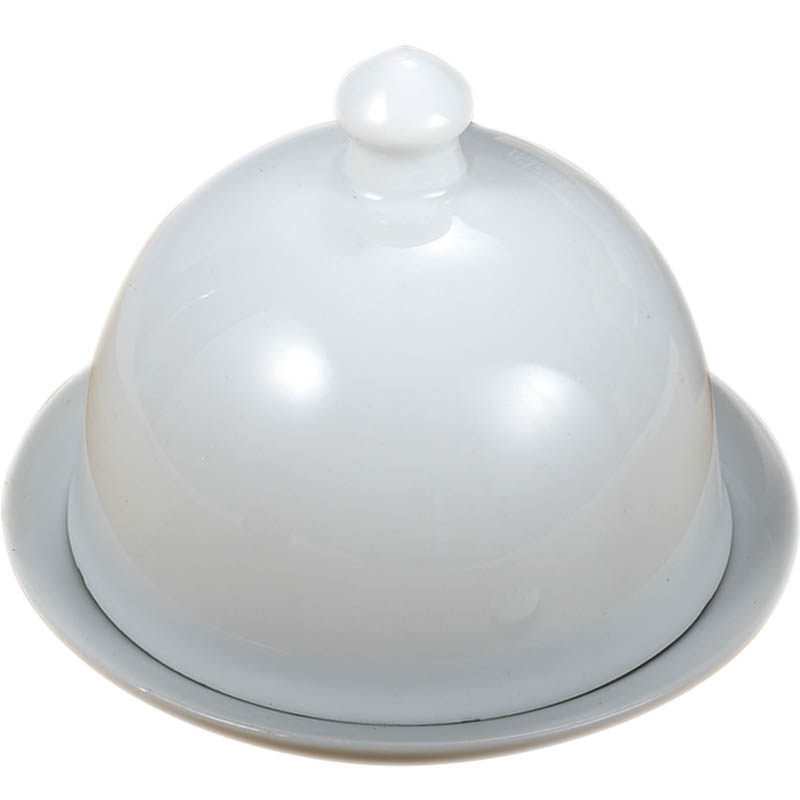 法国白瓷带盖牛油碟/迷你钟形奶酪碟芝士黄油盘盖小巧ButterDish