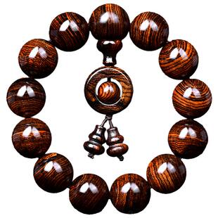 名木香府孤品 海南黄花梨 手串18mm男女士手链 山水纹虎皮纹佛珠