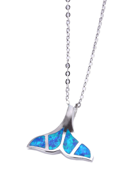 鱼尾蓝色宝石吊坠甜美清新项链