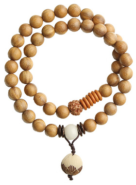 原创设计手工绿檀手串木质文艺