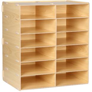 双排架子木质大容量A4文件架放打印机置物架子桌面办公收纳用品创意资料档案盒多层文件收纳柜桌下分层收纳架