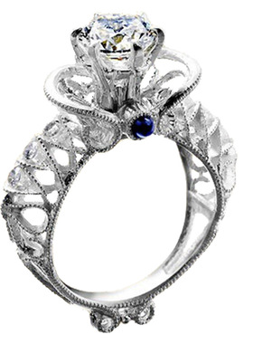 复古宫廷风扭臂食指定做订婚钻戒