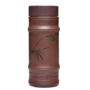 吉羊宜兴紫砂杯手工办公室便携泡茶杯紫砂内胆双层盖杯办公杯男士