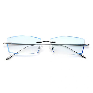 纯钛8孔无螺丝无框切边眼镜男近视眼镜成品超轻时尚商务镜变色