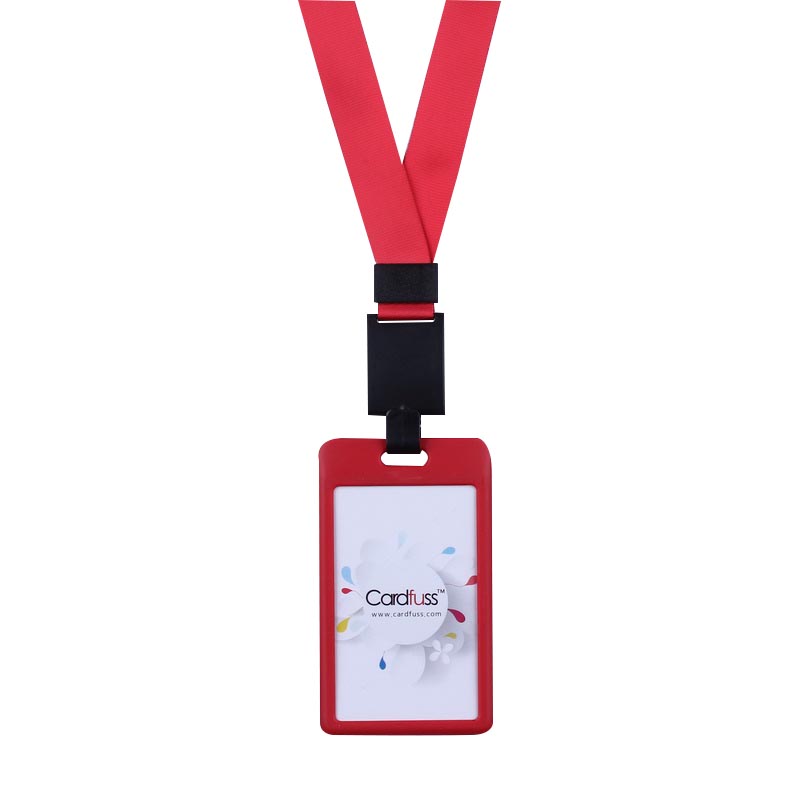 卡富仕推合滑盖证件卡套配一体易拉扣挂绳定制LOGO职员胸牌挂牌挂脖厂牌门禁卡套伸缩胸卡套外壳保护套