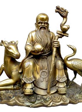 台湾纯铜寿星神像工艺品