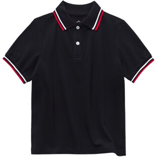 男童polo衫短袖夏装中大童上衣男孩带领t恤纯棉半袖白色女童班服