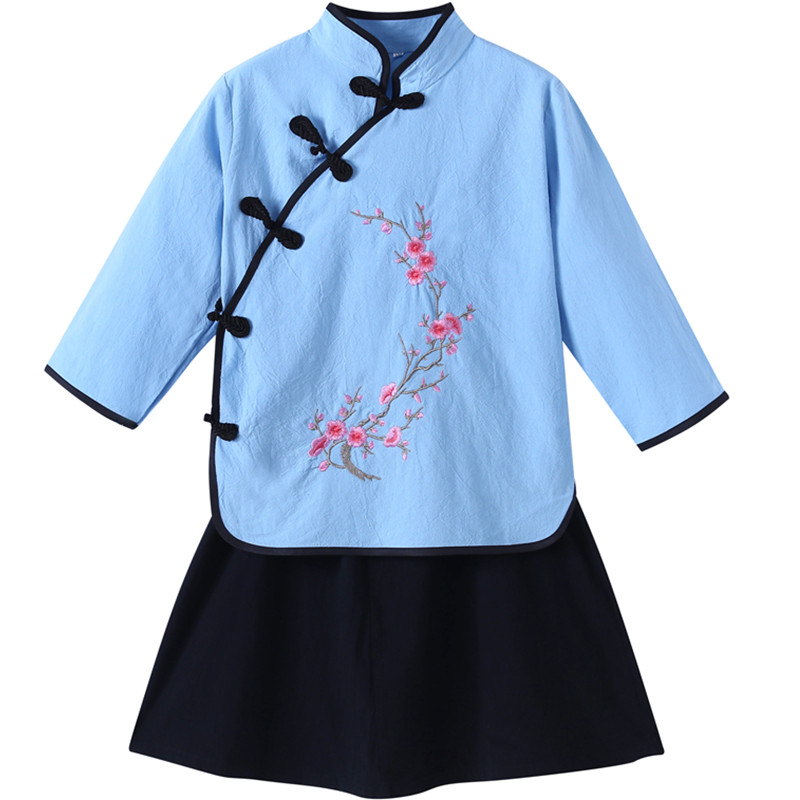 儿童民国风学生装棉麻复古唐装演出服中山装大合唱五四青年装班服