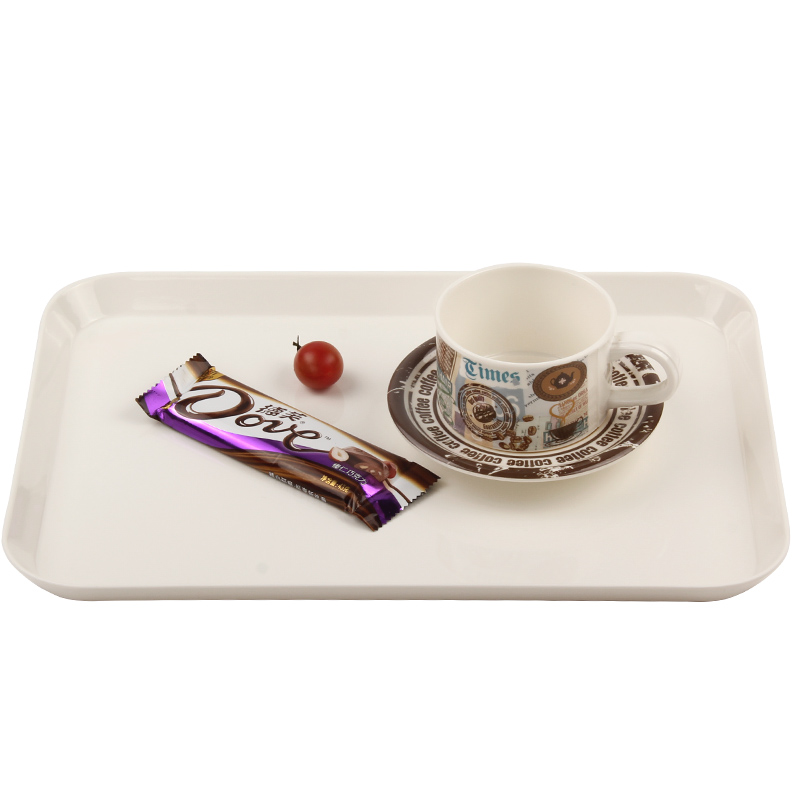 密胺茶盘放杯子的托盘长方形塑料欧式水果盘家用白色商用简约托盘