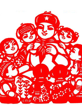 学雷峰剪纸窗花中国梦少年强装饰画儿童教学手工作品核心价值观