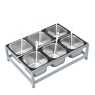 1/6不锈钢份数盆双排架奶茶店果酱盒分4格调料盒架6格子底座支架8