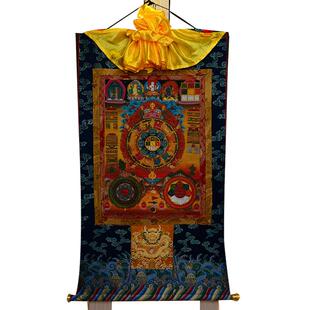 尼泊尔棉布装裱 天然矿物颜料画心 九宫八卦 十二属相挂画 唐卡