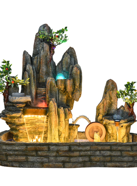 大型鱼池会所落地摆件假山流水