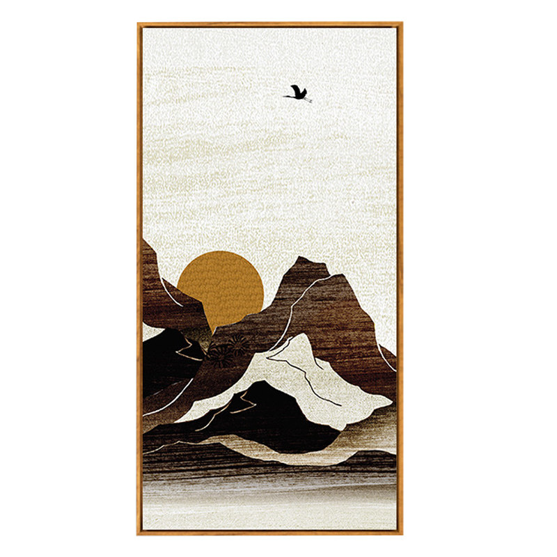 茶室沙发背景墙中式风三联玄关画
