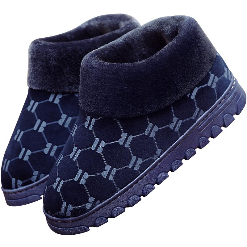 男棉拖鞋女全包跟冬季居家室内毛毛保暖冬天防滑老人加绒厚底棉鞋