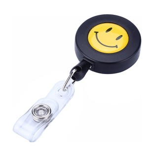 卡仕达笑脸易拉扣可拉伸实色打卡定制伸缩扣护士医院医生胸卡工作证夹子胸牌卡套门禁腰滴塑卡扣定制滴胶LOGO