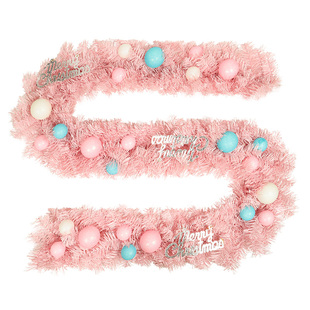 圣诞装饰藤条粉色圣诞藤条2.7米加密豪华套餐带灯橱窗场景布置