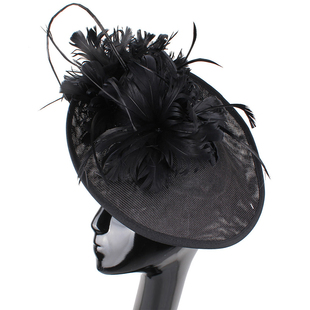 旗左 宴会礼帽赛马节夸张羽毛礼服帽舞台表演聚会发箍旗袍头饰