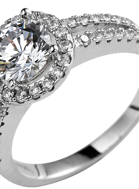 莫桑石钻戒对戒银镀铂金复古奢华